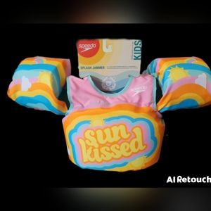 Speedo Splash Jammer Life Vest Arm Floaties Jacket Kids 33-55lbs New